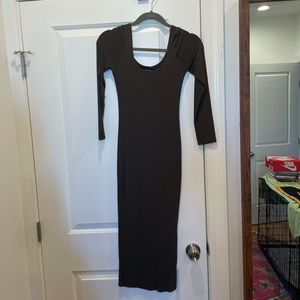 Naked Wardrobe dark olive midi dress